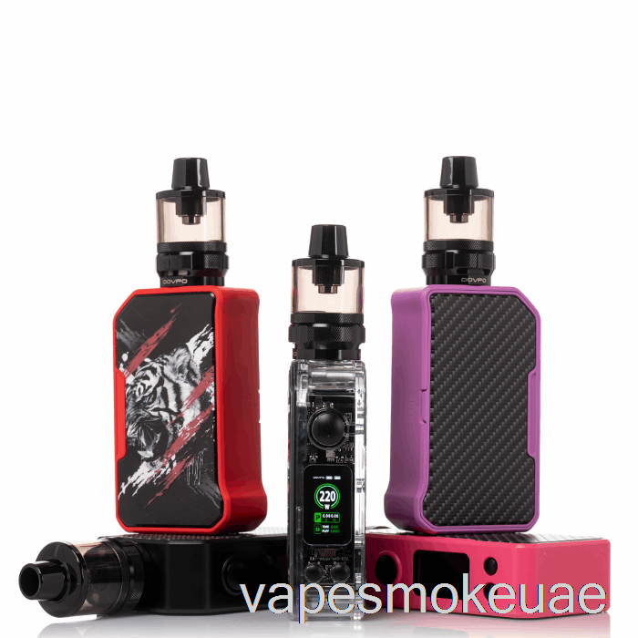 Vape Uae Dovpo Mvp 220 واط مجموعة بداية من ألياف الكربون الشفافة